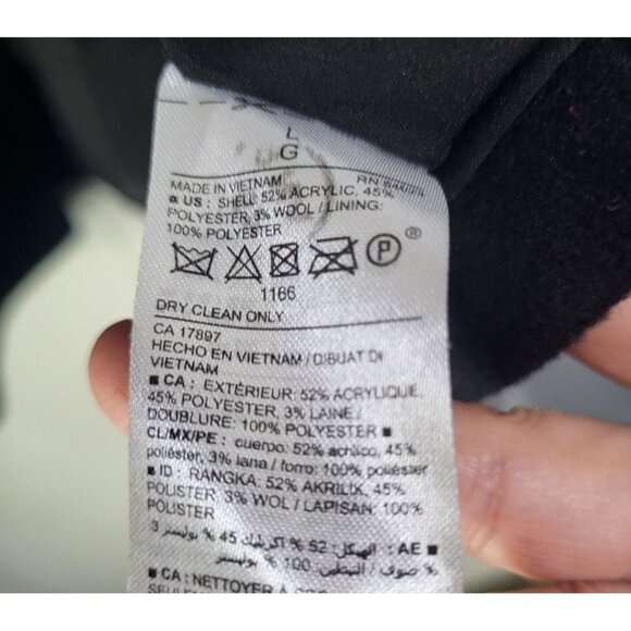 Old Navy Women's LG Black Wool Blend Peacoat Classic Preppy - Picture 7 of 8